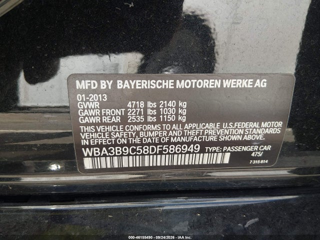 Aukcja sprzedaży 2013 Bmw 335i Xdrive, vin: WBA3B9C58DF586949, numer aukcji: 46155490