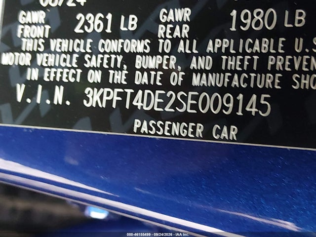 Aukcja sprzedaży 2025 Kia K4 Lxs, vin: 3KPFT4DE2SE009145, numer aukcji: 46155499