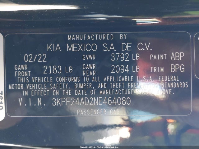 KIA Forte Lxs 2022 3KPF24AD2NE464080 Image 9