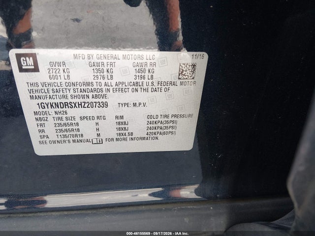 Продаж на аукціоні авто 2017 Cadillac Xt5 Luxury, vin: 1GYKNDRSXHZ207339, номер лоту: 46155569