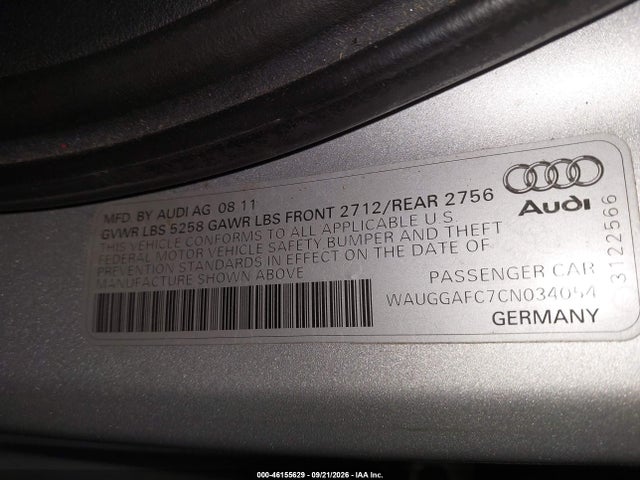 Продажа на аукционе авто 2012 Audi A6 3.0 Premium, vin: WAUGGAFC7CN034054, номер лота: 46155629