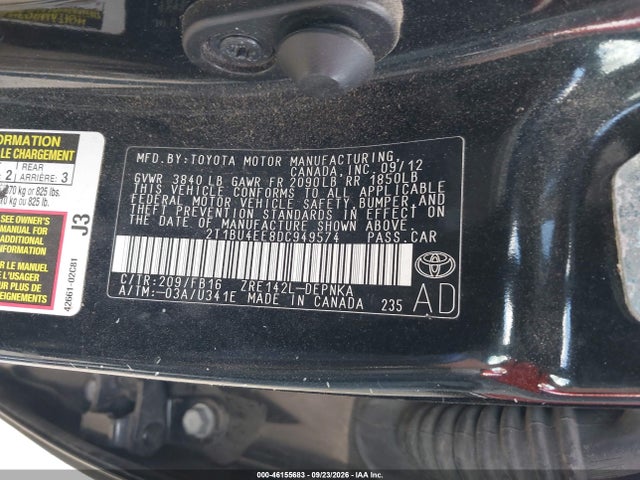 Продажа на аукционе авто 2013 Toyota Corolla Le, vin: 2T1BU4EE8DC949574, номер лота: 46155683