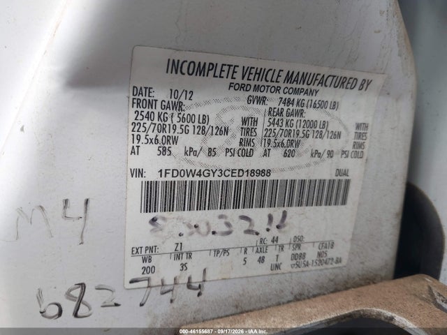 Продаж на аукціоні авто 2012 Ford F-450 Chassis Xlt, vin: 1FD0W4GY3CED18988, номер лоту: 46155687