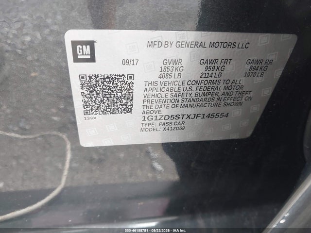 Aukcja sprzedaży 2018 Chevrolet Malibu Lt, vin: 1G1ZD5STXJF145554, numer aukcji: 46155781