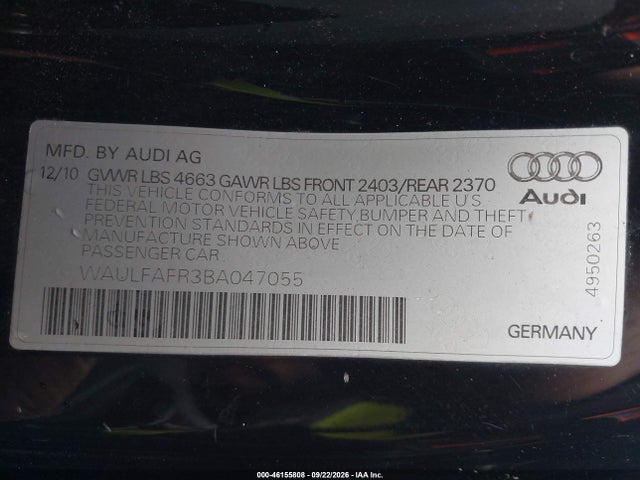 Aukcja sprzedaży 2011 Audi A5 2.0t Premium, vin: WAULFAFR3BA047055, numer aukcji: 46155808
