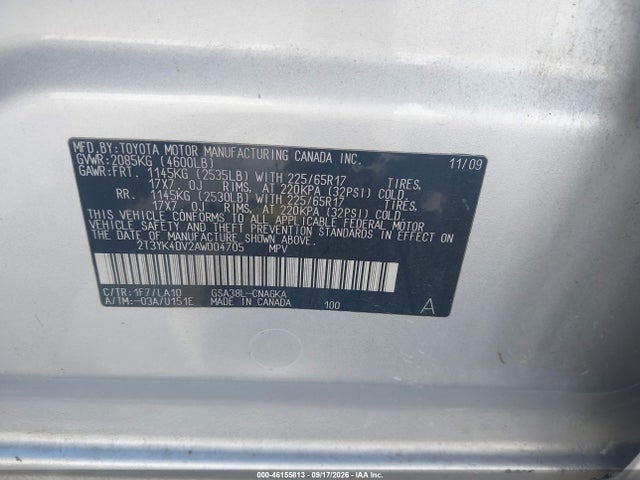 Aukcja sprzedaży 2010 Toyota Rav4 Limited V6, vin: 2T3YK4DV2AW004705, numer aukcji: 46155813