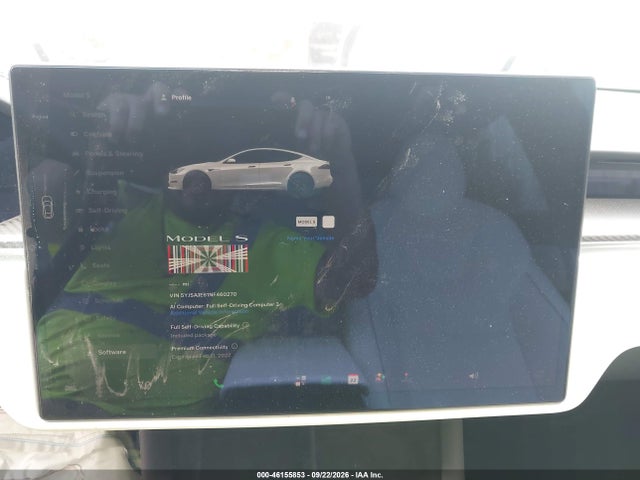 46155853 :رقم المزاد ، 5YJSA1E61NF460270 vin ، 2022 Tesla Model S Plaid Tri Motor All-wheel Drive مزاد بيع