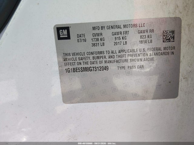 Chevrolet Cruze Lt Auto 2016 1G1BE5SM8G7312049 Image 9