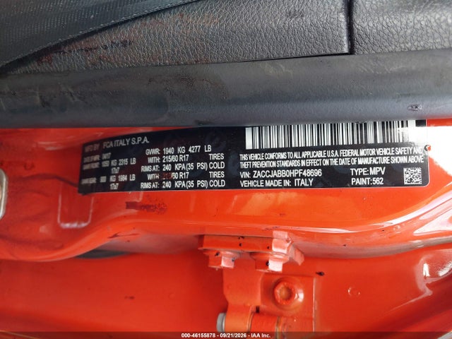 Продаж на аукціоні авто 2017 Jeep Renegade Latitude Fwd, vin: ZACCJABB0HPF48696, номер лоту: 46155878