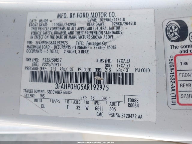 Продаж на аукціоні авто 2010 Ford Fusion Se, vin: 3FAHP0HG5AR192975, номер лоту: 46155916