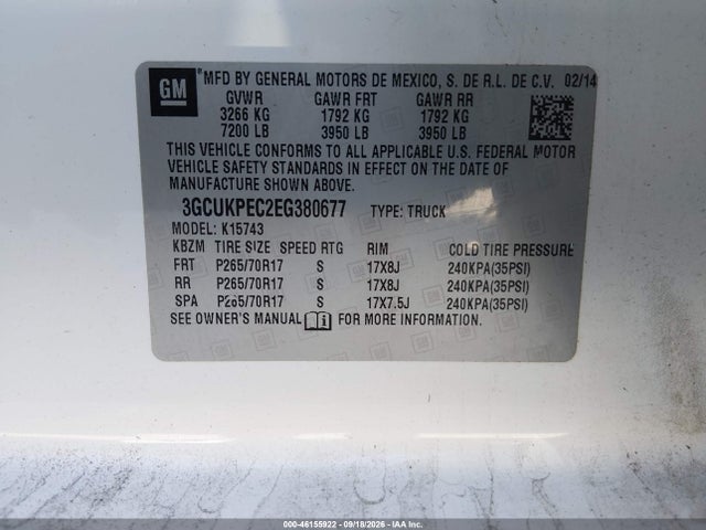 Chevrolet Silverado 1500 Work Truck 2wt 2014 3GCUKPEC2EG380677 Image 9