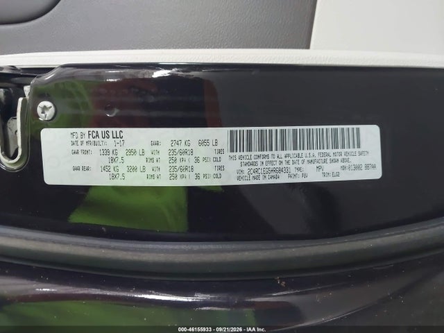 Продаж на аукціоні авто 2017 Chrysler Pacifica Touring-l Plus, vin: 2C4RC1EG5HR684331, номер лоту: 46155933