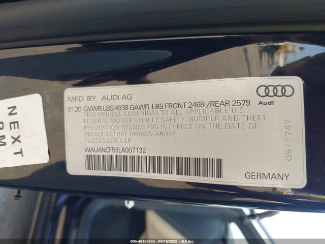 WAUANCF59LA007132 Audi A5 Sportback Premium 45 Tfsi Quattro S Tronic