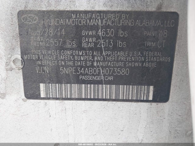 Продаж на аукціоні авто 2015 Hyundai Sonata Sport 2.0t, vin: 5NPE34AB0FH073580, номер лоту: 46156053