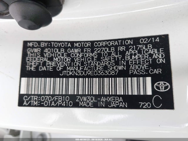 Toyota Prius Two 2014 JTDKN3DU9E0363087 Image 17