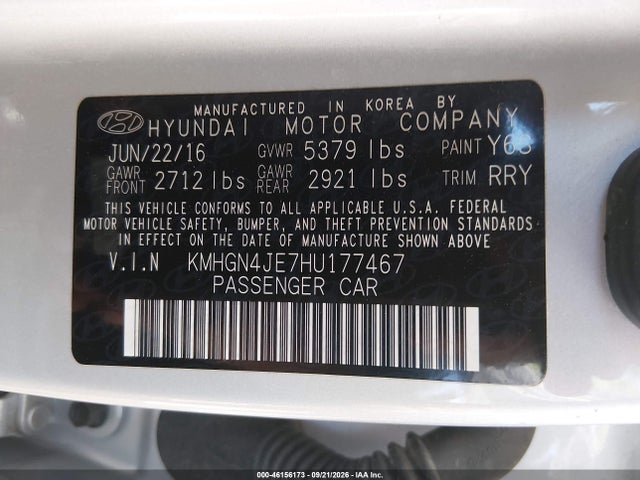 Genesis G80 3.8 2017 KMHGN4JE7HU177467 Image 9