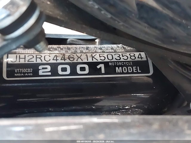 Aukcja sprzedaży 2001 Honda Vt750 Cd2, vin: JH2RC446X1K503584, numer aukcji: 46156205