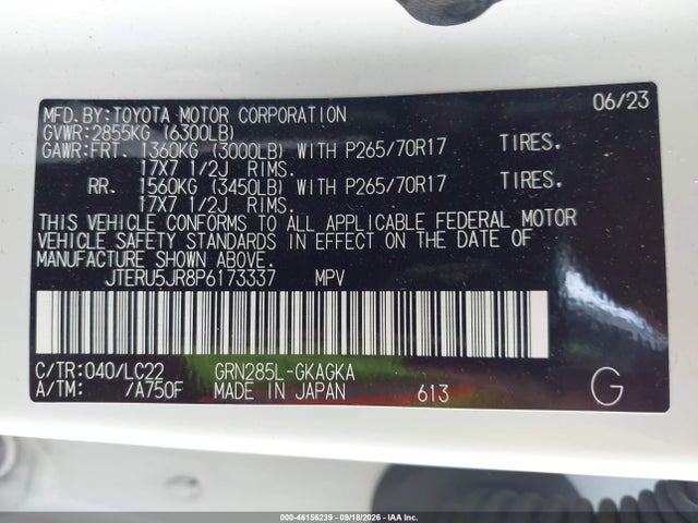 Продажа на аукционе авто 2023 Toyota 4runner Trd Off Road Premium, vin: JTERU5JR8P6173337, номер лота: 46156239