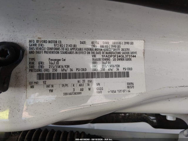 1FADP3F24GL373144 Ford FOCUS SE