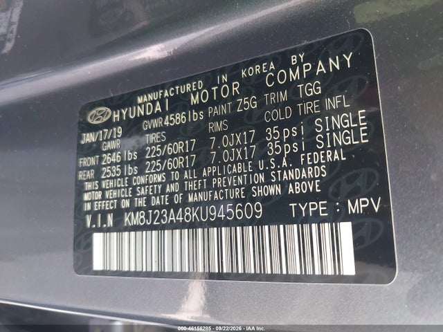 Hyundai TUCSON SE 2019 KM8J23A48KU945609 Image 9