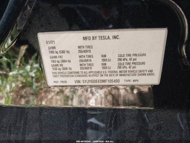 5YJYGDEE0MF105400 Tesla Model Y Long Range
