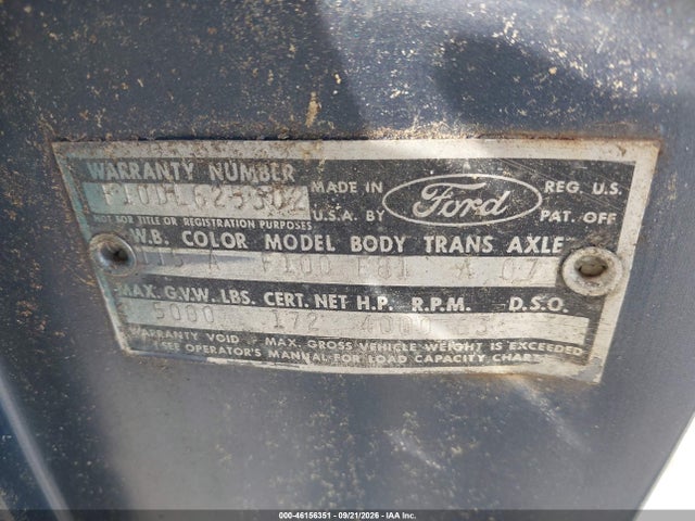 46156351 :رقم المزاد ، F100BK675694 vin ، 1965 Ford F-100 مزاد بيع