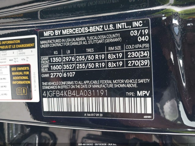 4JGFB4KB4LA031191 Mercedes-Benz Gle 350 4matic