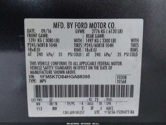 Ford EXPLORER XLT 2017 1FM5K7D84HGA88395 Image 9
