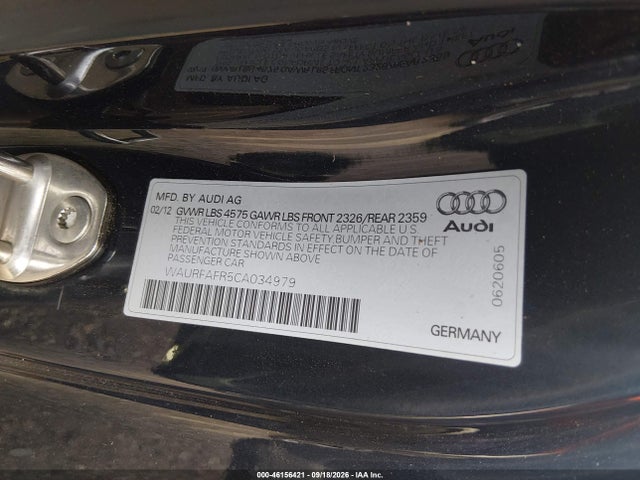 Продаж на аукціоні авто 2012 Audi A5 2.0t Premium, vin: WAURFAFR5CA034979, номер лоту: 46156421