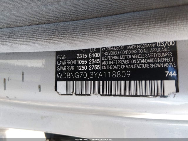 Продаж на аукціоні авто 2000 Mercedes-benz S 430, vin: WDBNG70J3YA118809, номер лоту: 46156422