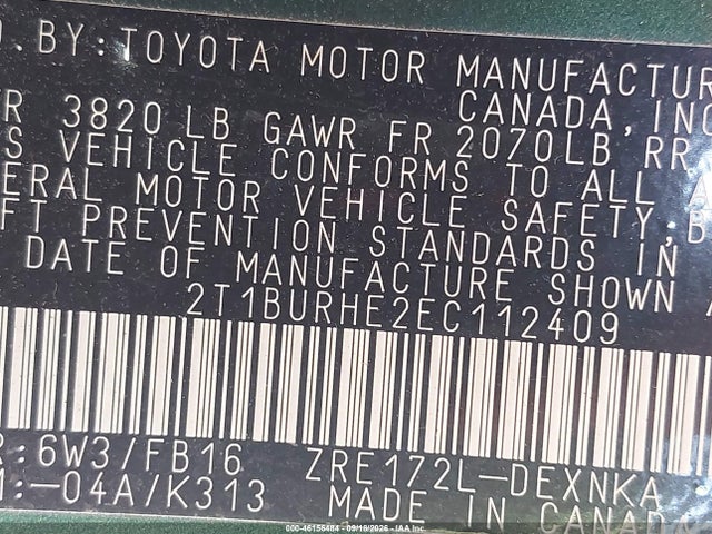 Продаж на аукціоні авто 2014 Toyota Corolla Le, vin: 2T1BURHE2EC112409, номер лоту: 46156484