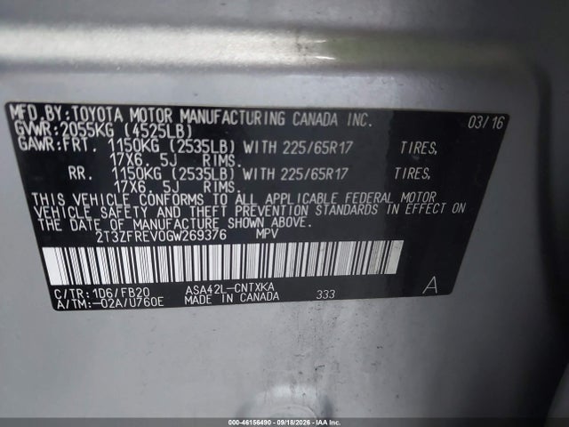 Продаж на аукціоні авто 2016 Toyota Rav4 Le, vin: 2T3ZFREV0GW269376, номер лоту: 46156490