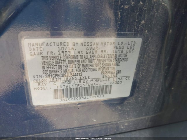 46156510 :رقم المزاد ، 3N1CP5CU9JL544413 vin ، 2018 Nissan Kicks Sv مزاد بيع