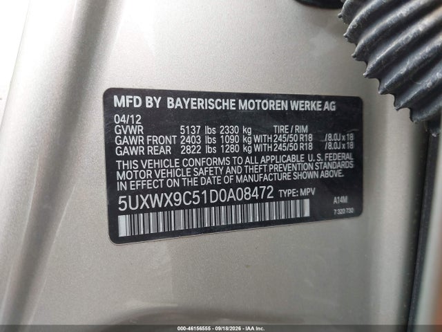 Продажа на аукционе авто 2013 Bmw X3 Xdrive28i, vin: 5UXWX9C51D0A08472, номер лота: 46156555