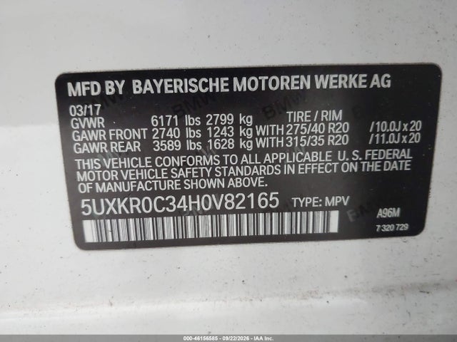 2017 Bmw X5 Xdrive35i მანქანა იყიდება აუქციონზე, vin: 5UXKR0C34H0V82165, აუქციონის ნომერი: 46156585