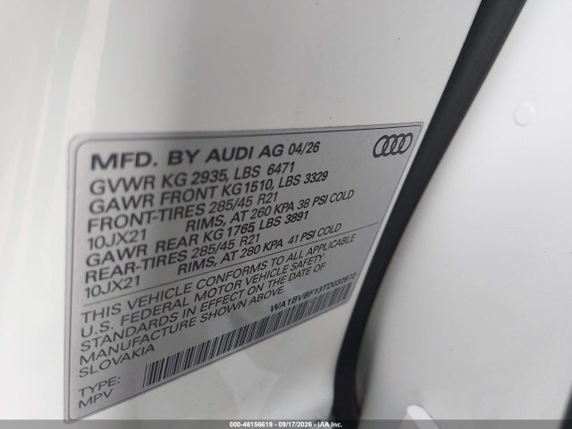 Aukcja sprzedaży 2026 Audi Q8 Premium Plus 55 Tfsi Quattro Tiptronic, vin: WA1BVBF13TD032972, numer aukcji: 46156619