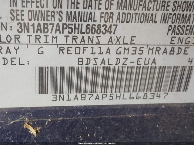 46156626 :رقم المزاد ، 3N1AB7AP5HL668347 vin ، 2017 Nissan Sentra Sv مزاد بيع