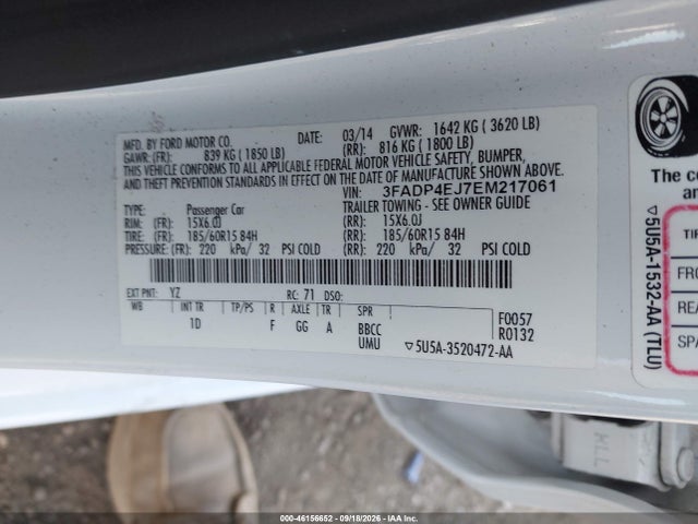 Продажа на аукционе авто 2014 Ford Fiesta Se, vin: 3FADP4EJ7EM217061, номер лота: 46156652