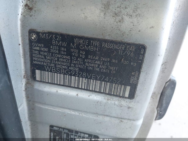 46156653 :رقم المزاد ، WBSBG9328VEY74752 vin ، 1997 Bmw M3 مزاد بيع