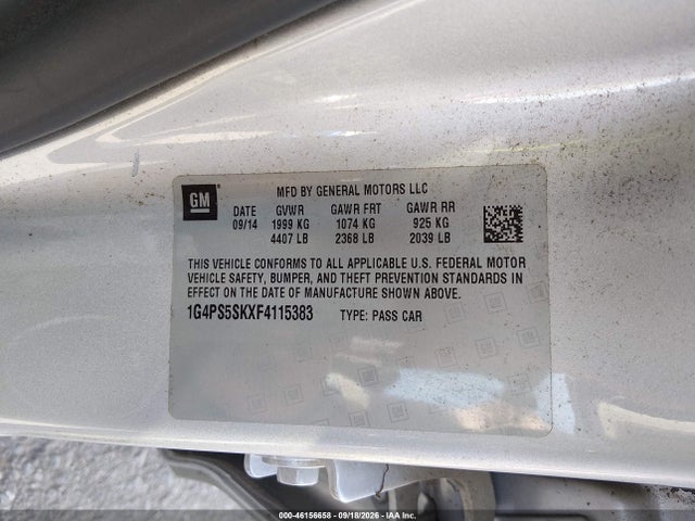Auction sale of the 2015 Buick Verano Leather Group, vin: 1G4PS5SKXF4115383, lot number: 46156658