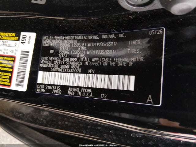 Toyota SIENNA XLE 2026 5TDYRKECXTS327370 Image 9