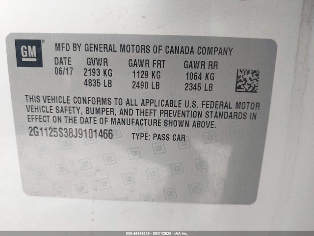 Chevrolet IMPALA 2LZ 2018 2G1125S38J9101466 Image 9