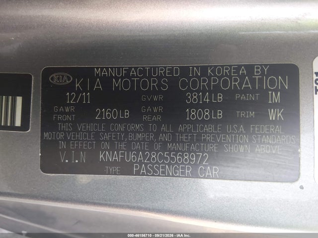 Auction sale of the 2012 Kia Forte Koup Ex, vin: KNAFU6A28C5568972, lot number: 46156710