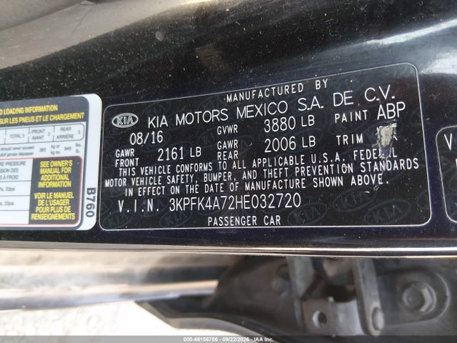 Продажа на аукционе авто 2017 Kia Forte Lx, vin: 3KPFK4A72HE032720, номер лота: 46156756