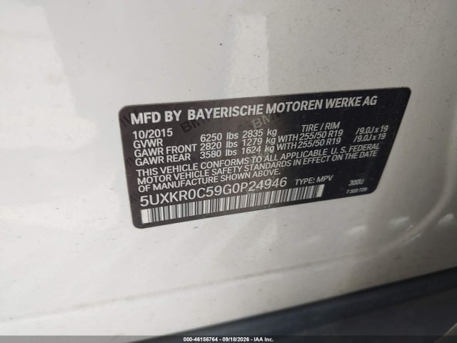Aukcja sprzedaży 2016 Bmw X5 Xdrive35i, vin: 5UXKR0C59G0P24946, numer aukcji: 46156764