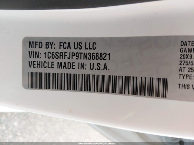 Aukcja sprzedaży 2026 Ram 1500 Laramie, vin: 1C6SRFJP9TN368821, numer aukcji: 46156865