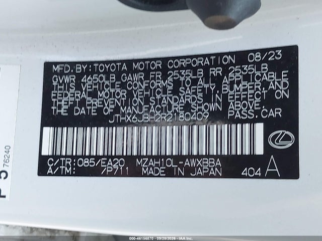 JTHX6JBH2R2180409 Lexus UX 250H