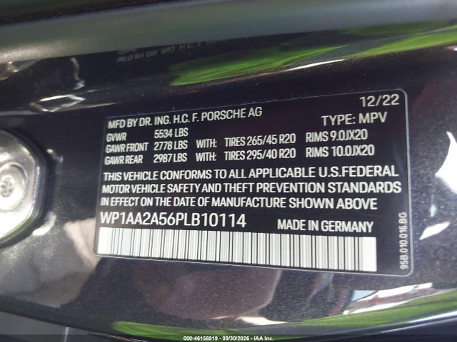 Aukcja sprzedaży 2023 Porsche Macan T, vin: WP1AA2A56PLB10114, numer aukcji: 46156919