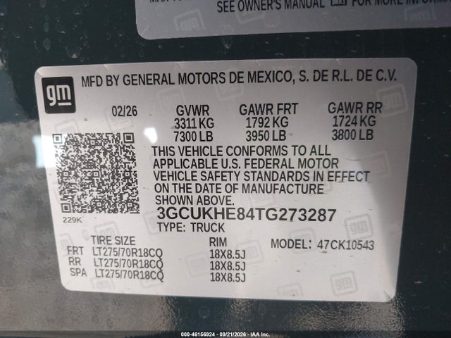 2026 Chevrolet Silverado 1500 4wd  Short Bed Zr2 მანქანა იყიდება აუქციონზე, vin: 3GCUKHE84TG273287, აუქციონის ნომერი: 46156924