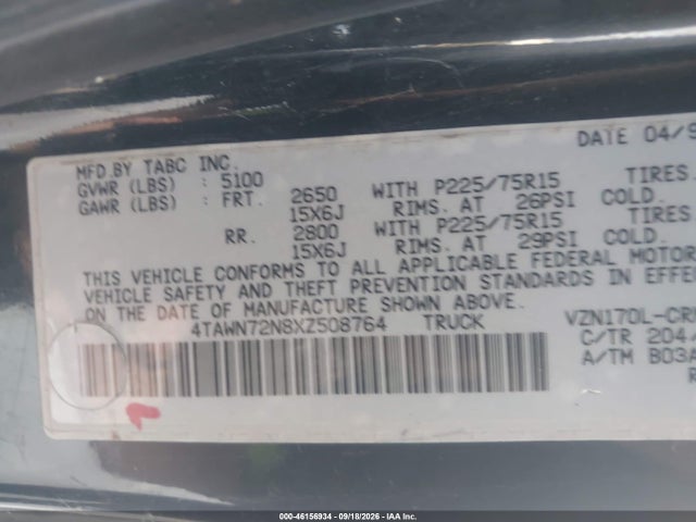 Aukcja sprzedaży 1999 Toyota Tacoma, vin: 4TAWN72N8XZ508764, numer aukcji: 46156934